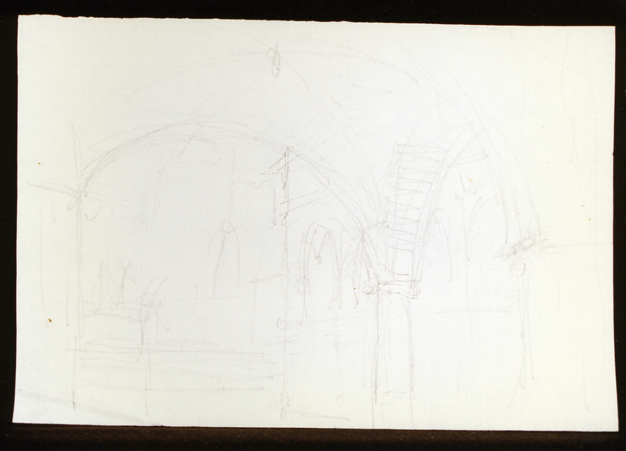 schizzo per scenografia con elementi architettonici (disegno) di Niccolini Antonio (scuola) (sec. XIX)