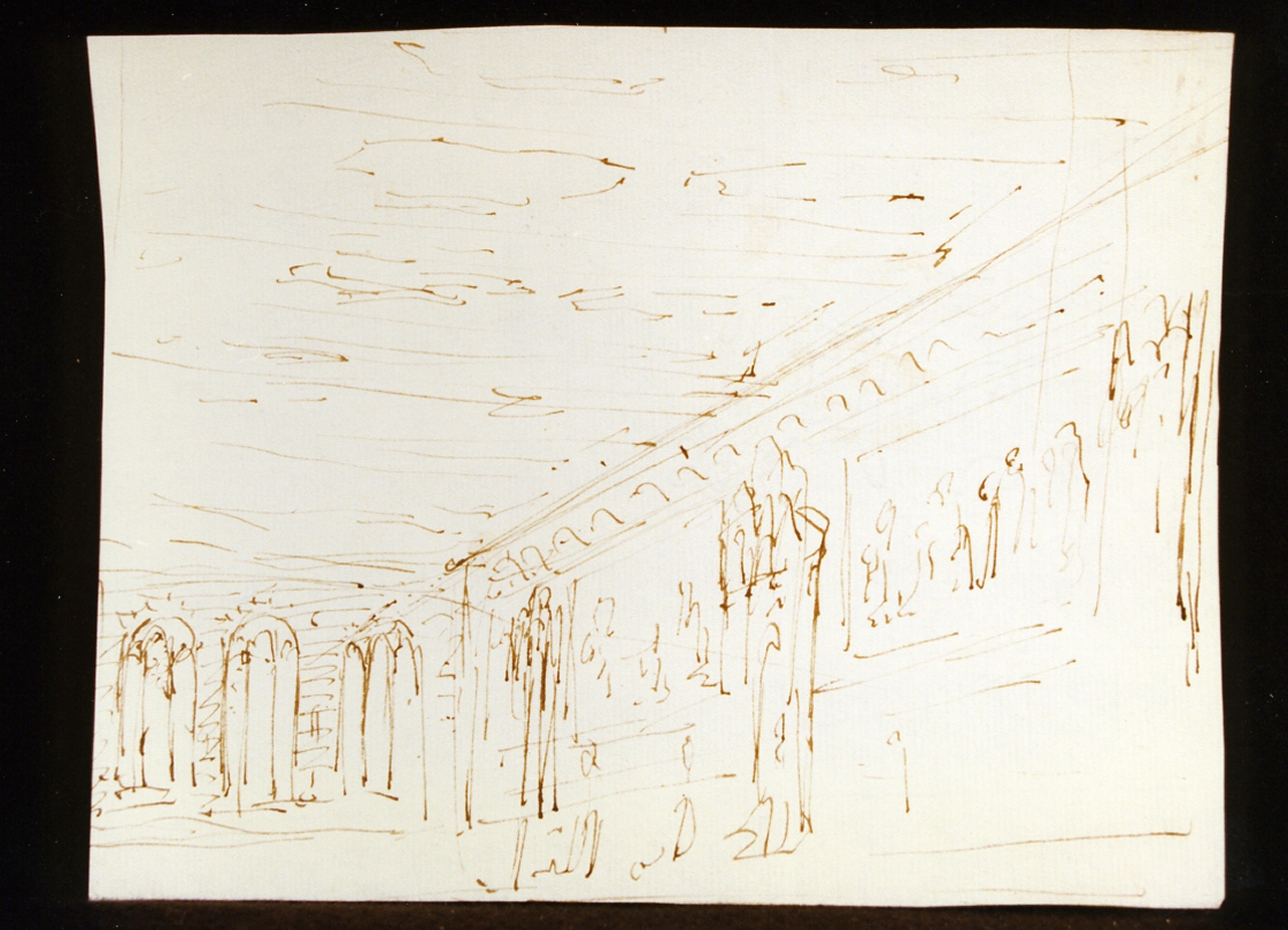 schizzo per scenografia con elementi architettonici (disegno) di Niccolini Antonio (scuola) (sec. XIX)