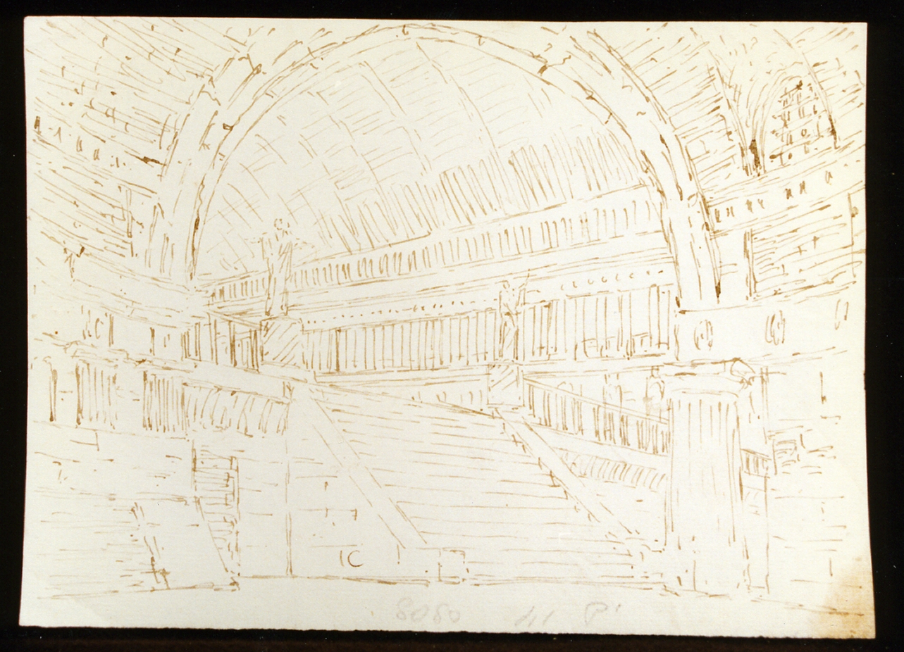 schizzo per scenografia con elementi architettonici (disegno) di Niccolini Antonio (scuola) (sec. XIX)