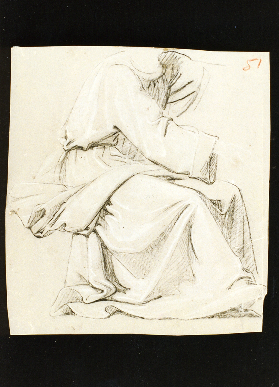 studio di panneggio monacale (disegno) di De Vivo Tommaso (sec. XIX)
