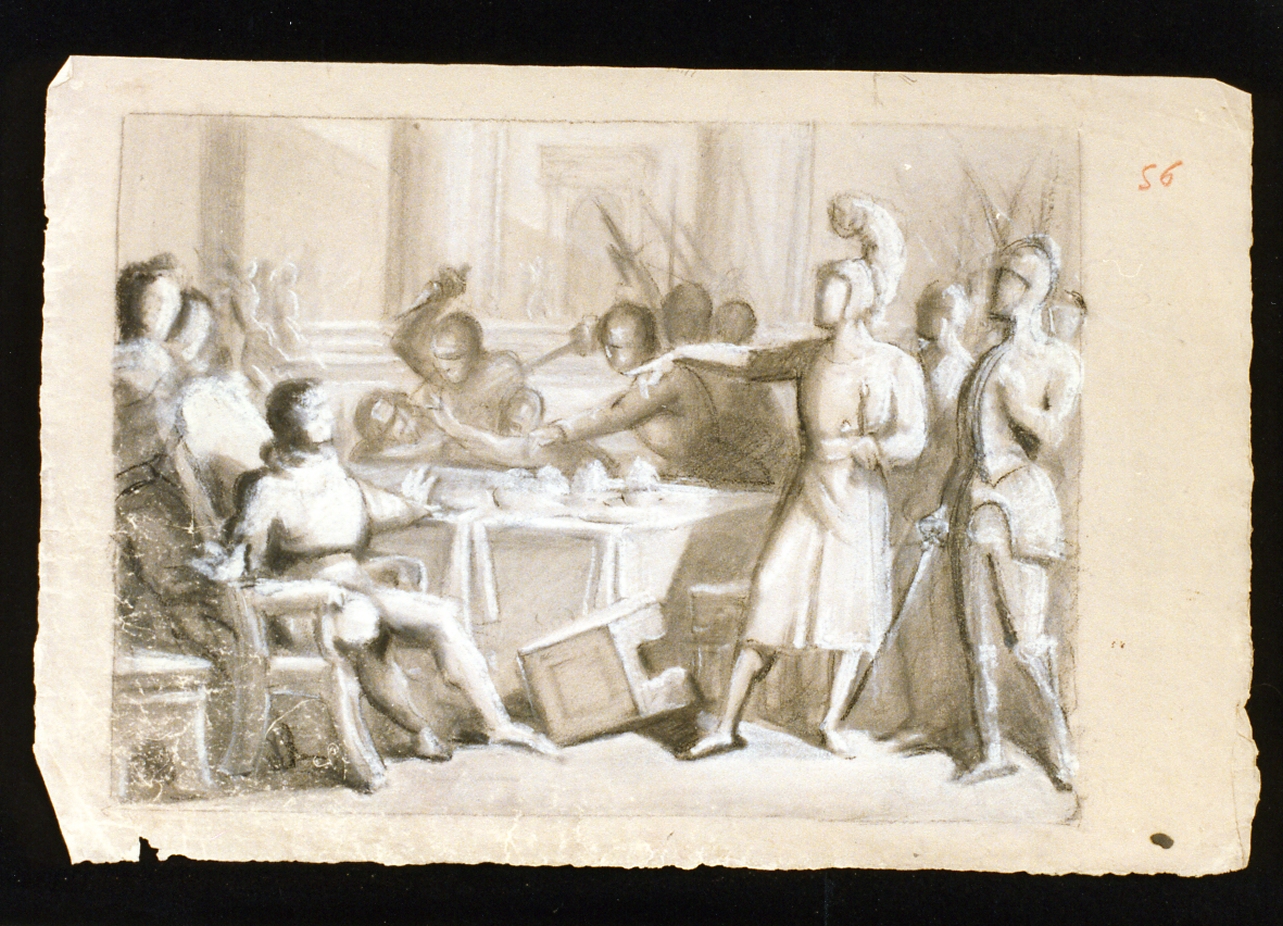 commensali assaliti da congiurati (disegno) di De Vivo Tommaso (sec. XIX)