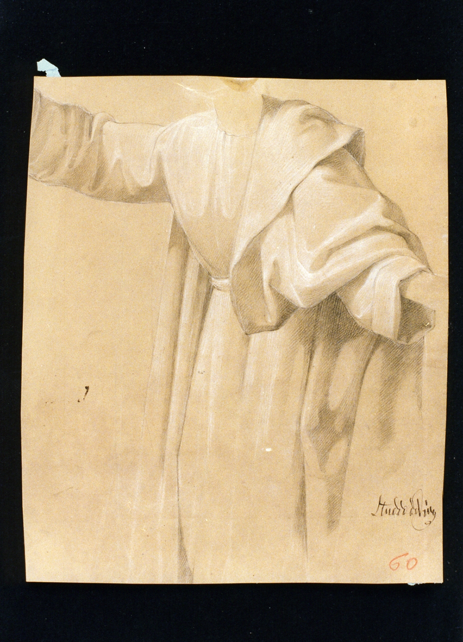 studio di veste ecclesiastica panneggiata (disegno) di De Vivo Tommaso (sec. XIX)