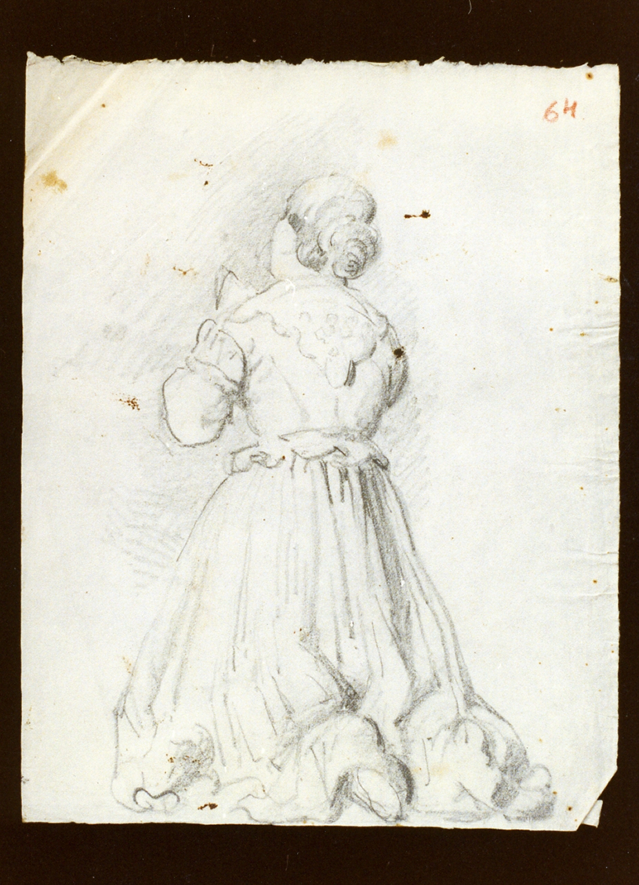 studio di figura femminile in preghiera (disegno) di De Vivo Tommaso (sec. XIX)