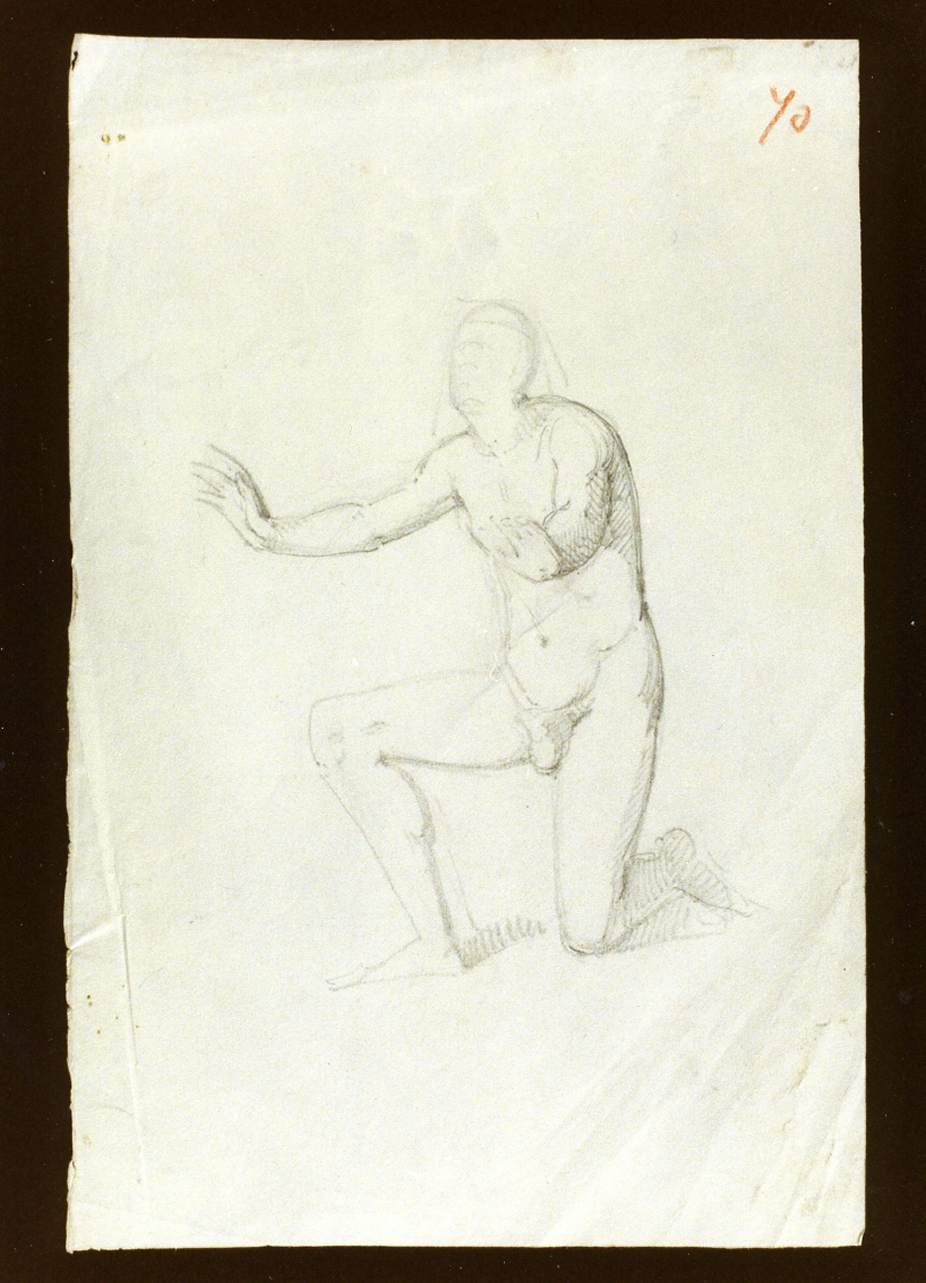 studio di figura maschile in ginocchio (disegno) di De Vivo Tommaso (sec. XIX)