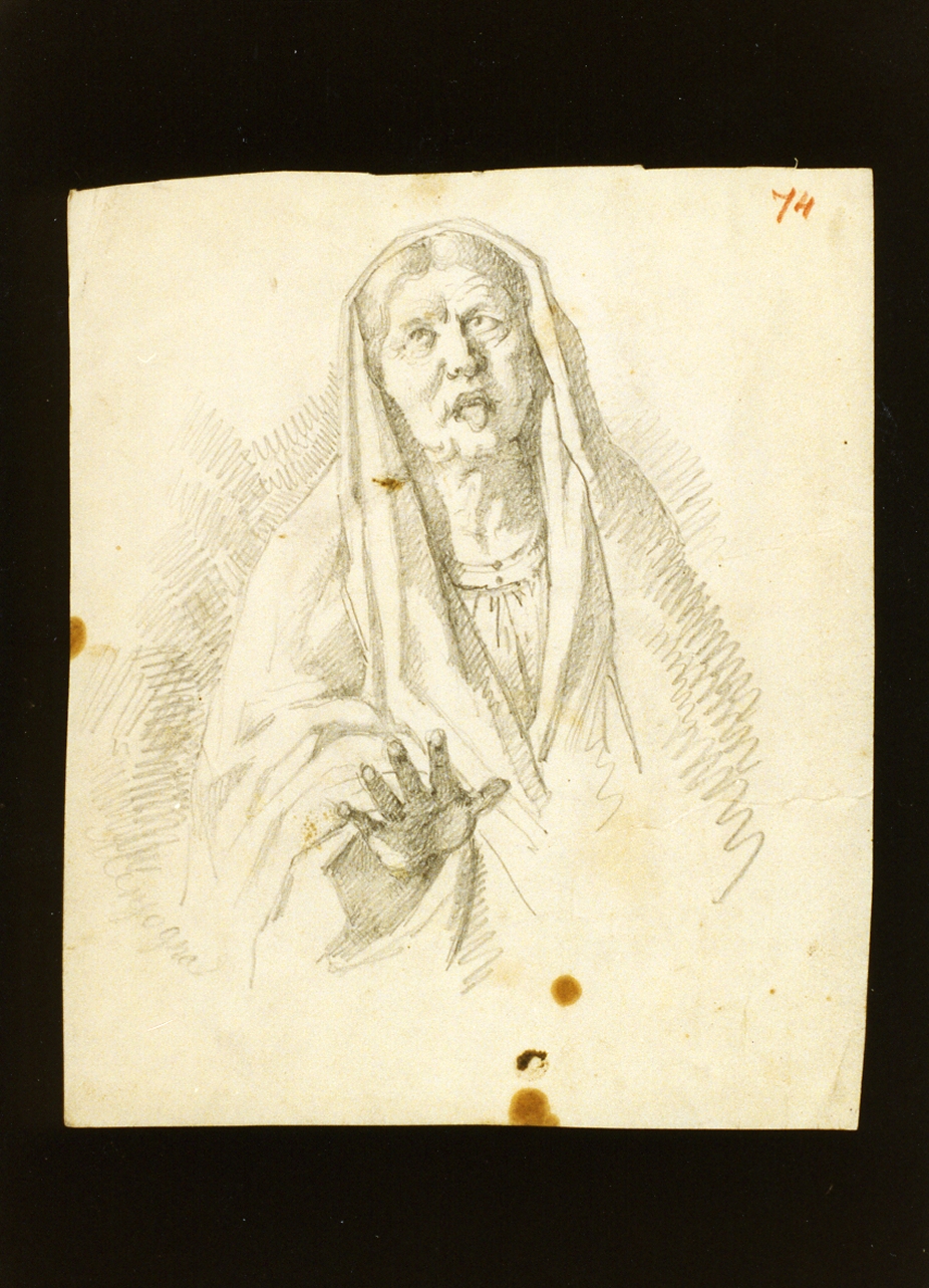 studio di figura femminile panneggiata (disegno) di De Vivo Tommaso (sec. XIX)