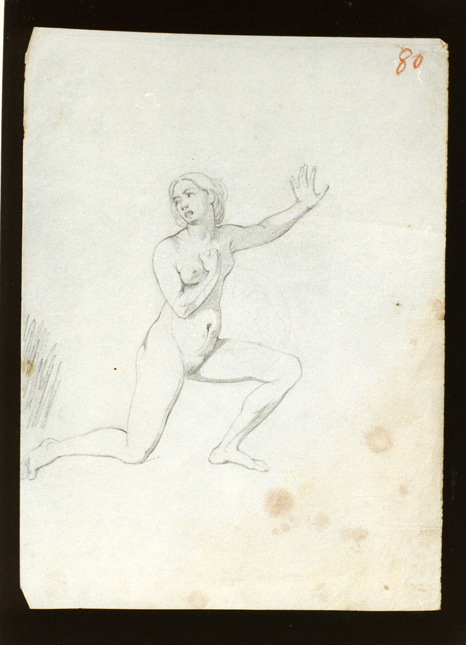 studio di figure femminili in ginocchio (disegno) di De Vivo Tommaso (sec. XIX)