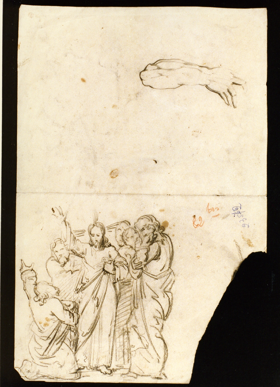 Gesù Cristo sorretto da santi (disegno) di De Vivo Tommaso (sec. XIX)