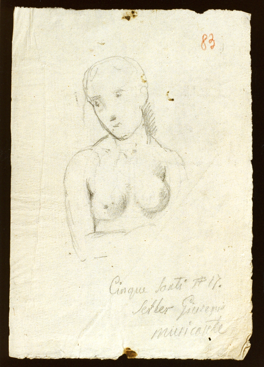 studio di figura femminile a mezzo busto (disegno) di De Vivo Tommaso (sec. XIX)