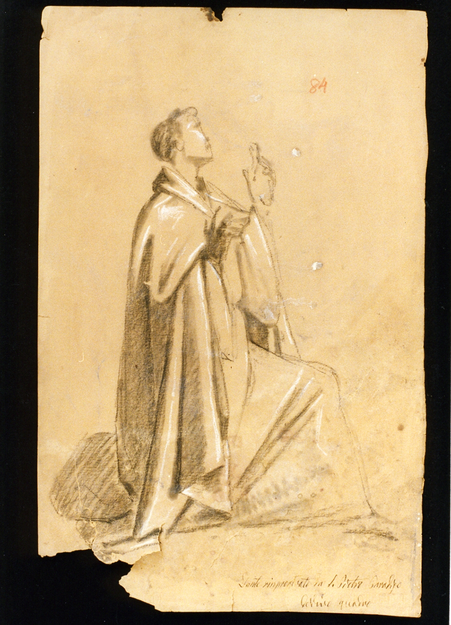 Dante in ginocchio rimproverato da S. Pietro (disegno) di De Vivo Tommaso (sec. XIX)