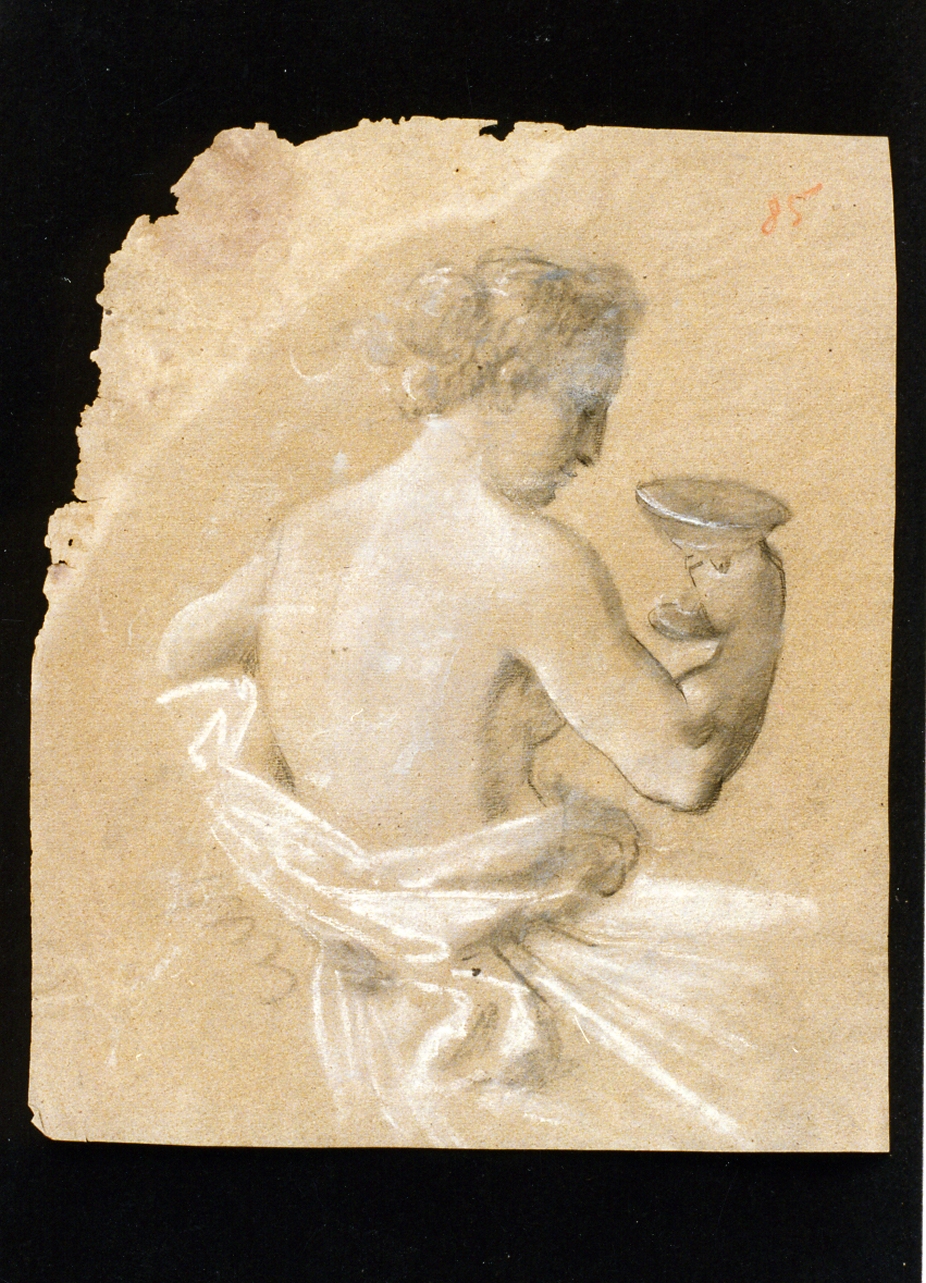 studio di figura femminile panneggiata con calice (disegno) di De Vivo Tommaso (sec. XIX)