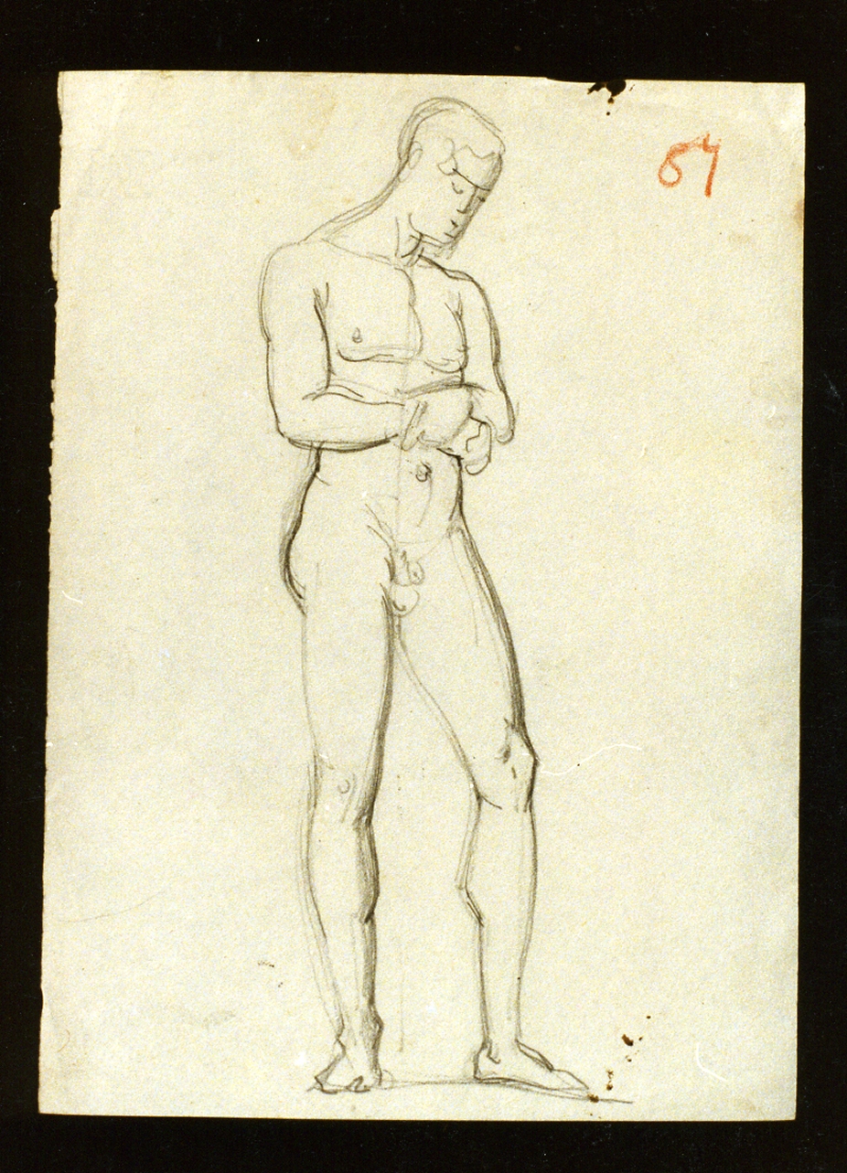 studio di figura maschile nuda (disegno) di De Vivo Tommaso (sec. XIX)