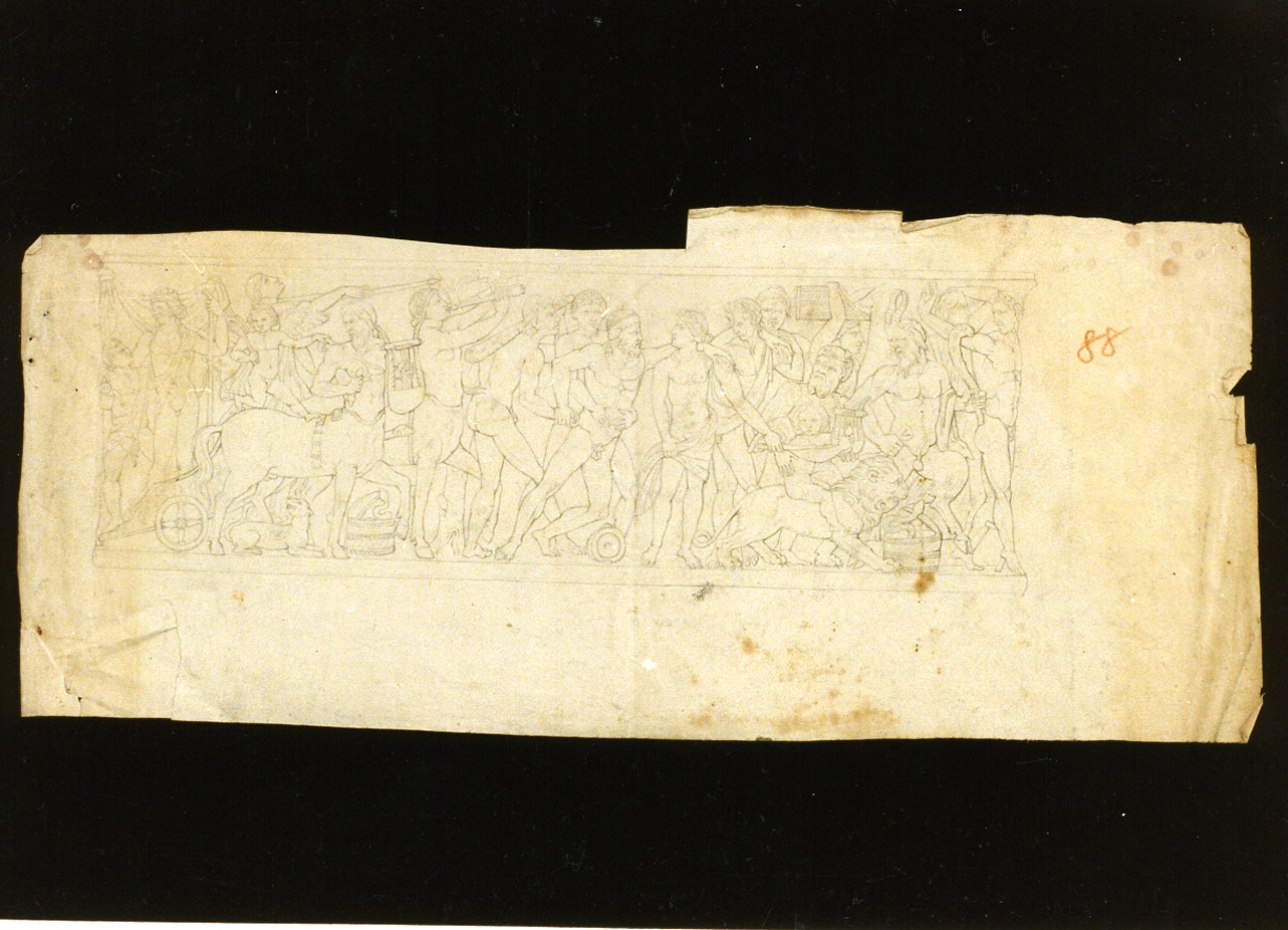 studio di corteo con centauri e putti alati (disegno) di De Vivo Tommaso (sec. XIX)