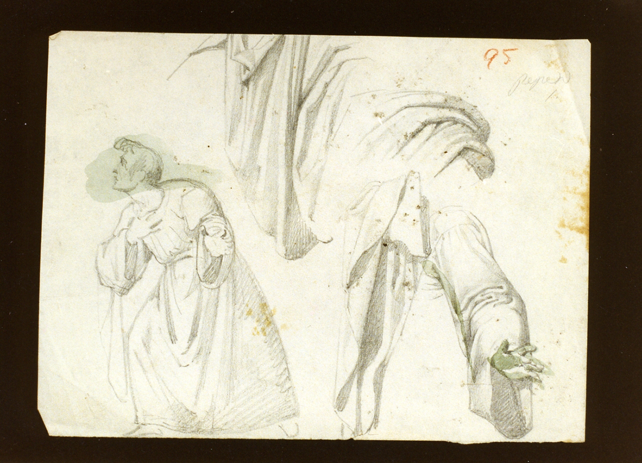 studio di figura maschile panneggiata (disegno) di De Vivo Tommaso (sec. XIX)