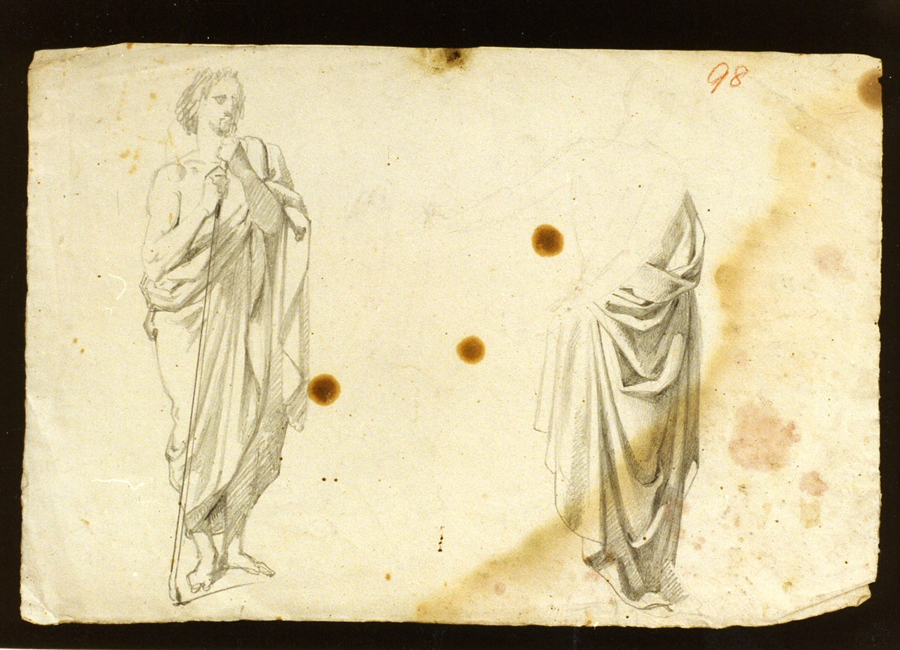 studio figure maschili panneggiate (disegno) di De Vivo Tommaso (sec. XIX)