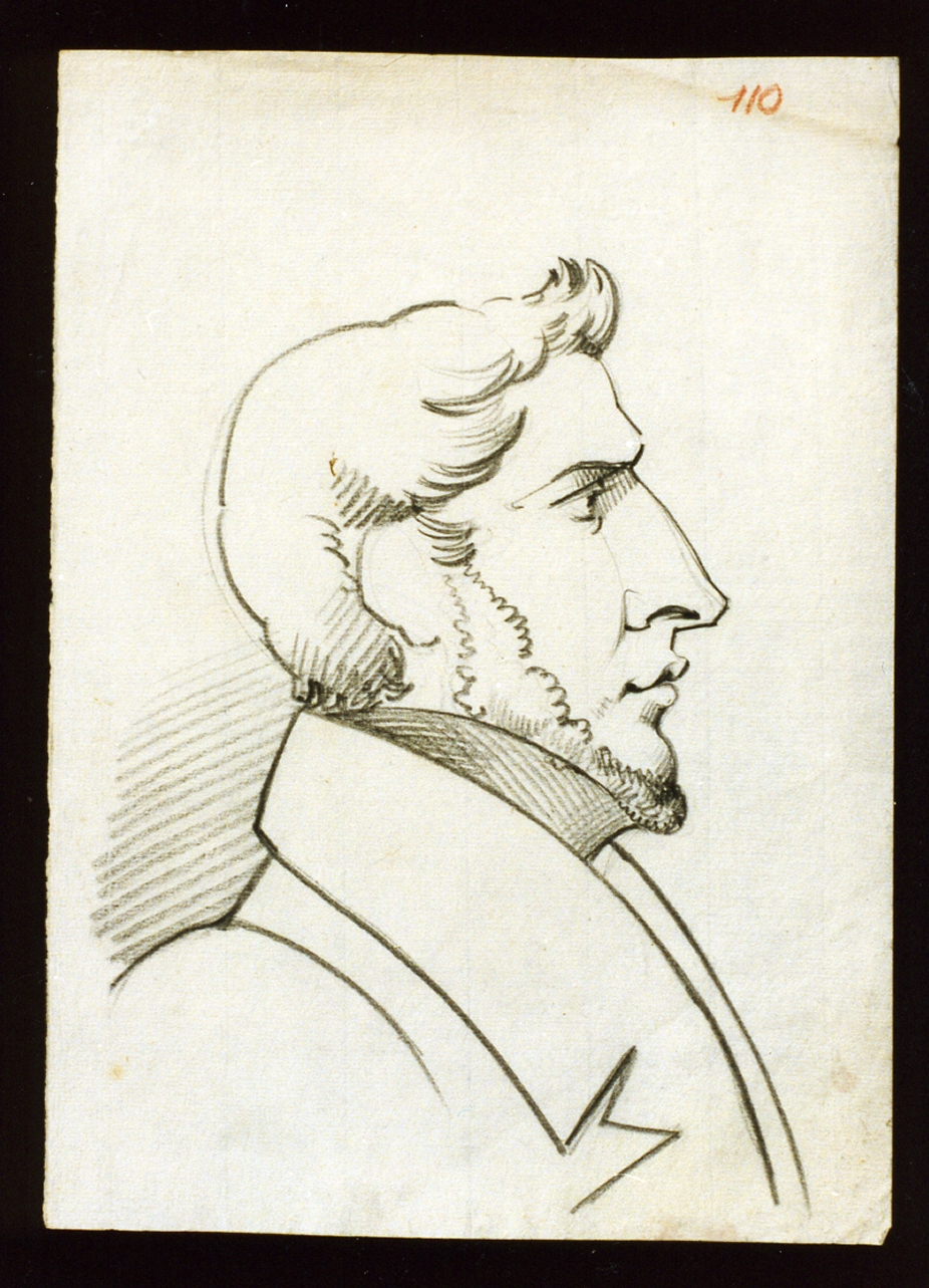 studio di figura maschile di profilo (disegno) di De Vivo Tommaso (sec. XIX)