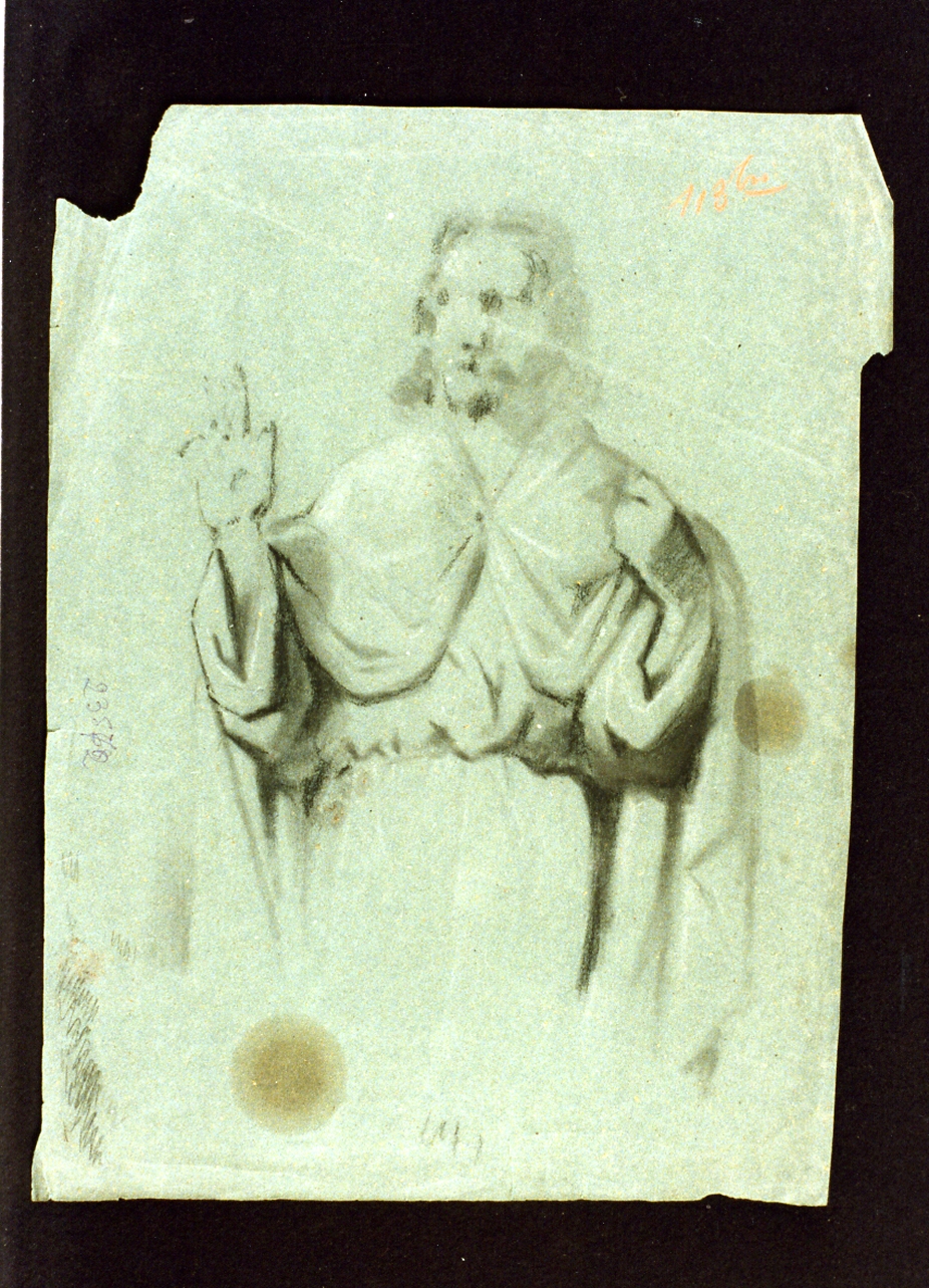 studio di Cristo benedicente (disegno) di De Vivo Tommaso (sec. XIX)