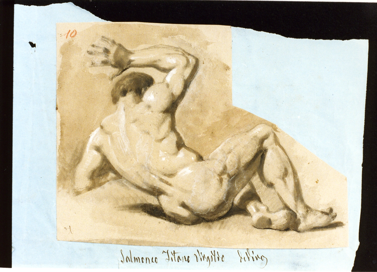 studio di figura maschile nuda di spalle (disegno) di De Vivo Tommaso (sec. XIX)