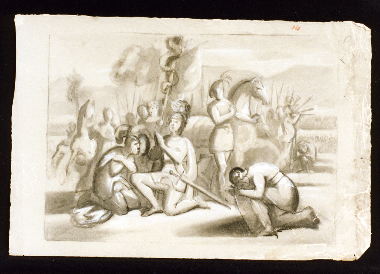 scena di un torneo di cavalieri (disegno) di De Vivo Tommaso (sec. XIX)