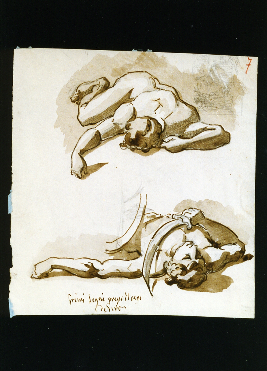 studio di figure maschili distese (disegno) di De Vivo Tommaso (sec. XIX)