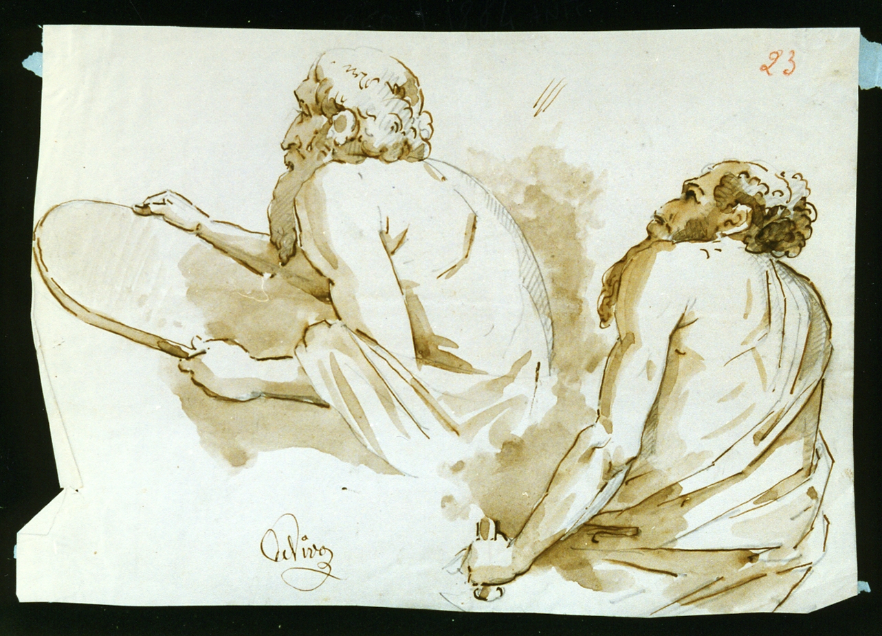 figure maschili barbute (disegno) di De Vivo Tommaso (sec. XIX)