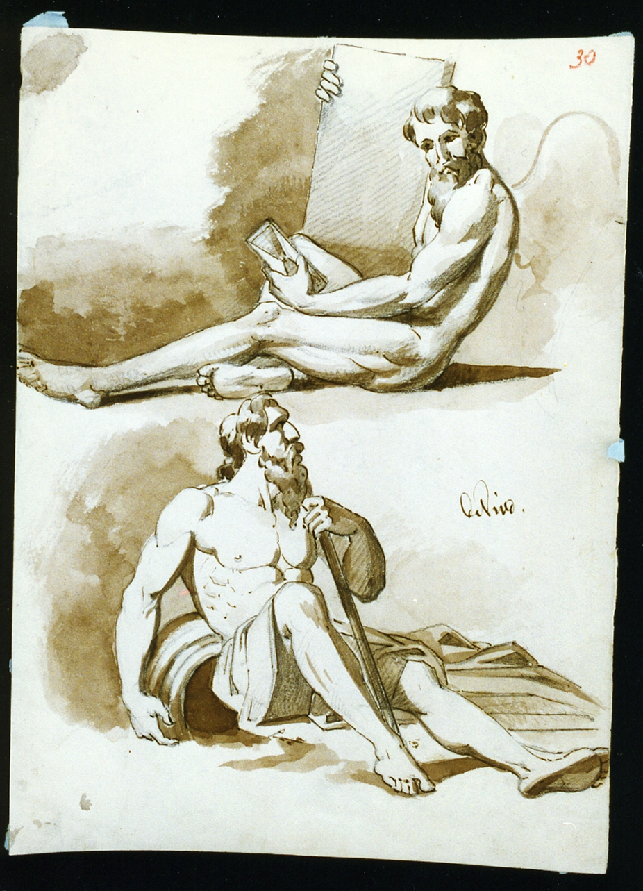 studio di figure maschili sedute (disegno) di De Vivo Tommaso (sec. XIX)
