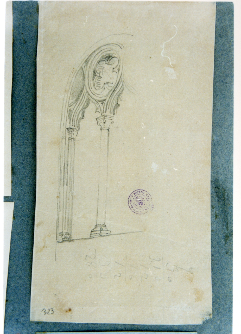 particolare di una trifora (disegno) di Vervloet Frans (sec. XIX)