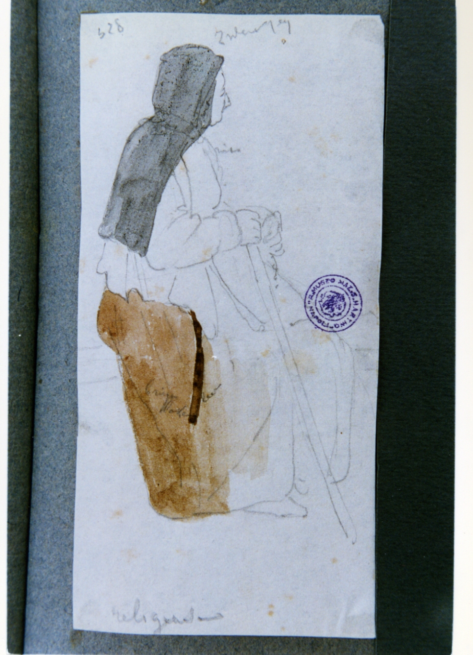 studio di monaca seduta (disegno) di Vervloet Frans (sec. XIX)