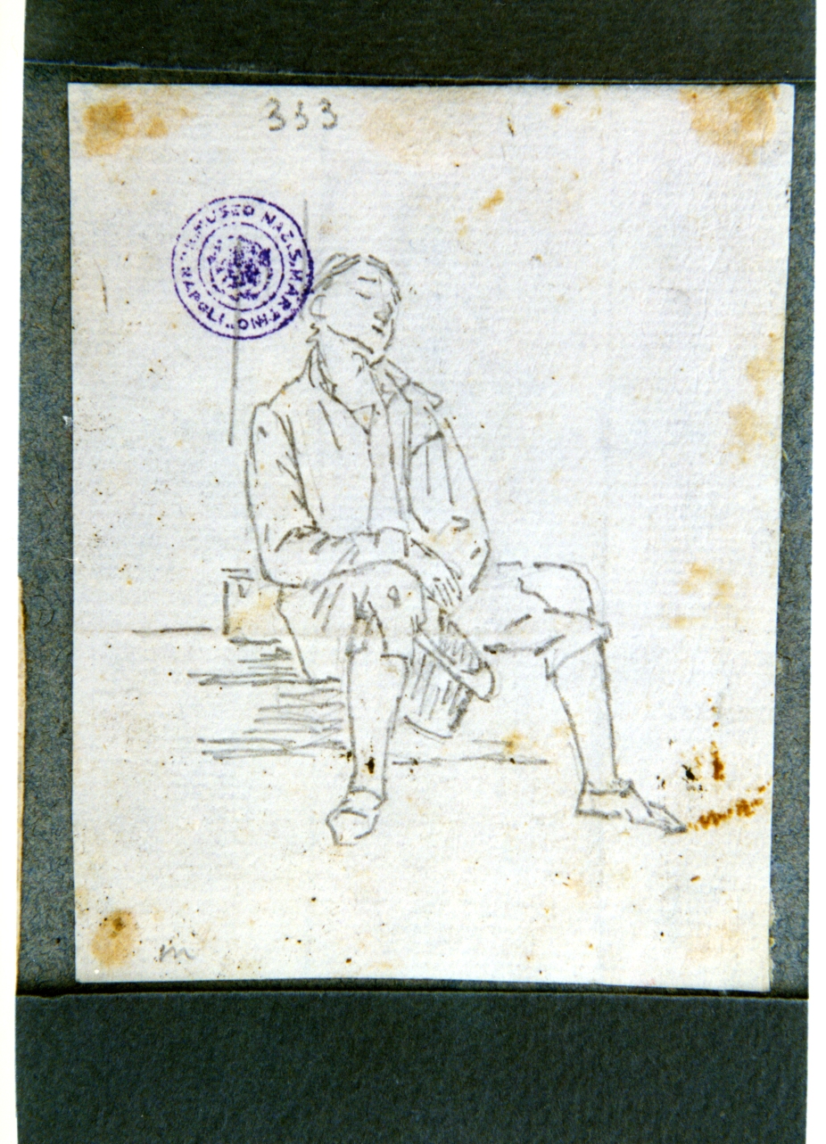studio di figura maschile dormiente seduta (disegno) di Vervloet Frans (sec. XIX)