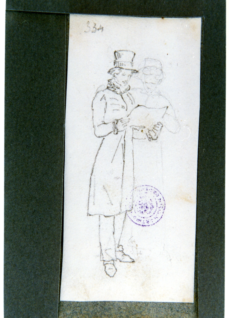 studio di un uomo e una donna che leggono (disegno) di Vervloet Frans (sec. XIX)