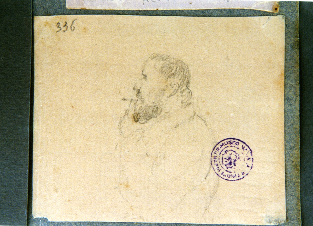 studio di figura maschile che fuma (disegno) di Vervloet Frans (sec. XIX)