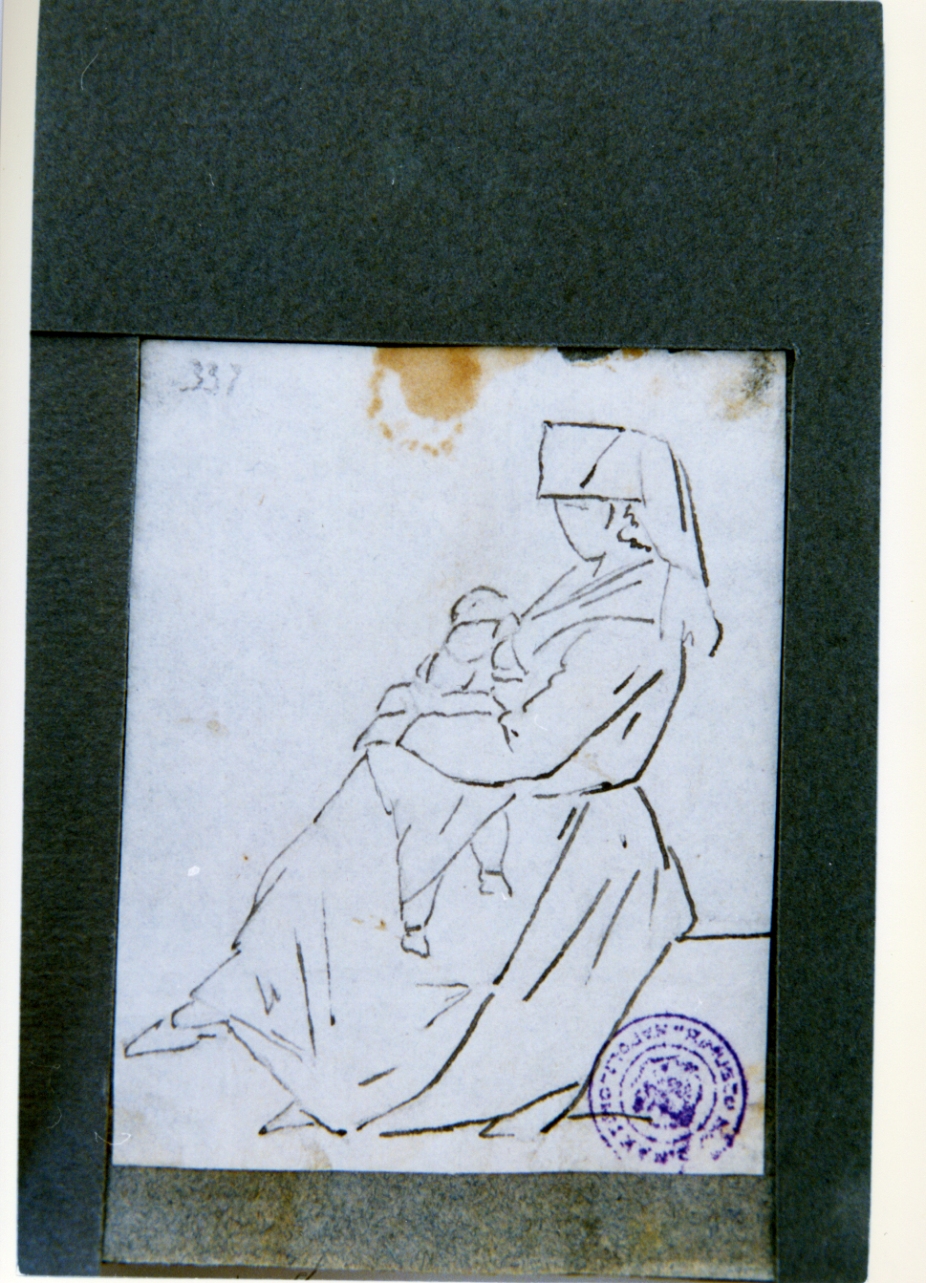 studio di figura femminile in costume con bambino (disegno) di Vervloet Frans (sec. XIX)