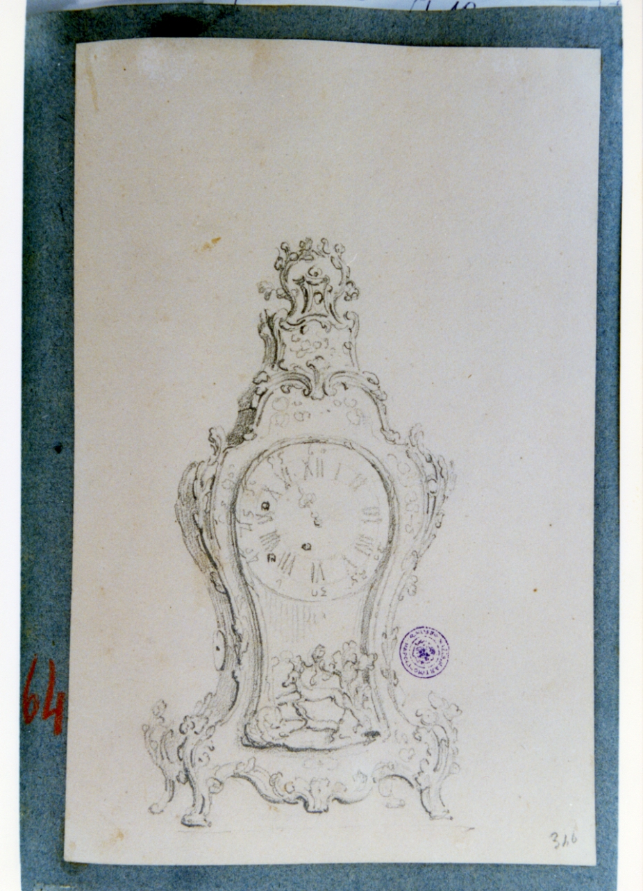 studio di orologio in stile Luigi XV (disegno) di Vervloet Frans (sec. XIX)