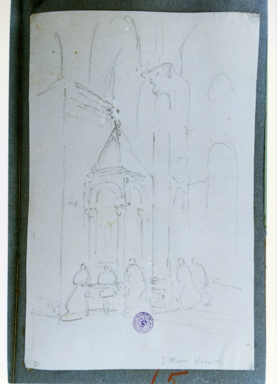 interno della chiesa di San Marco a Venezia (disegno) di Vervloet Frans (sec. XIX)