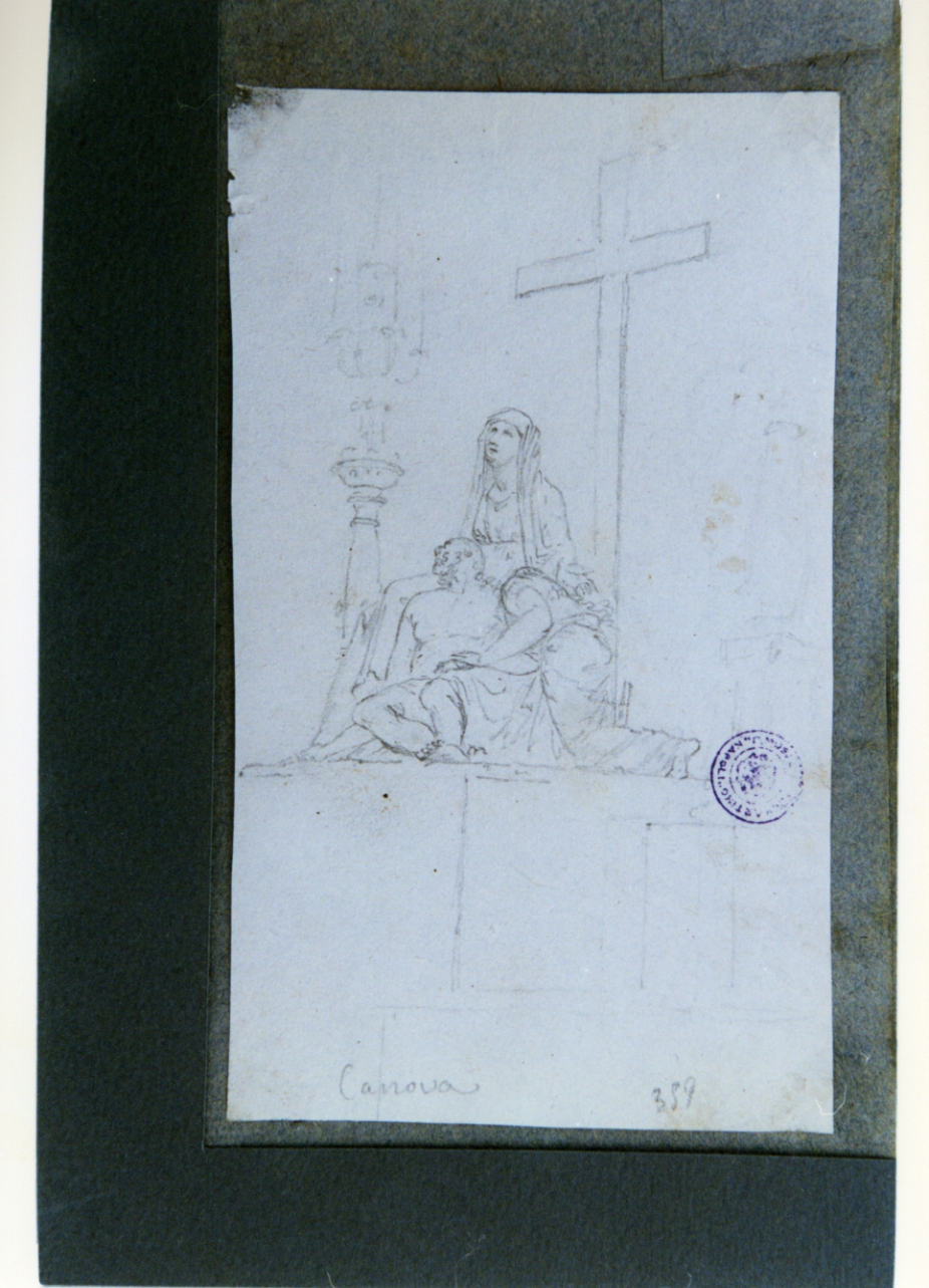studio della Pietà di Canova (disegno) di Vervloet Frans (sec. XIX)