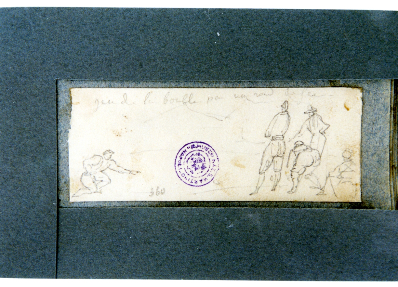 studio di giocatori di bocce (disegno) di Vervloet Frans (sec. XIX)