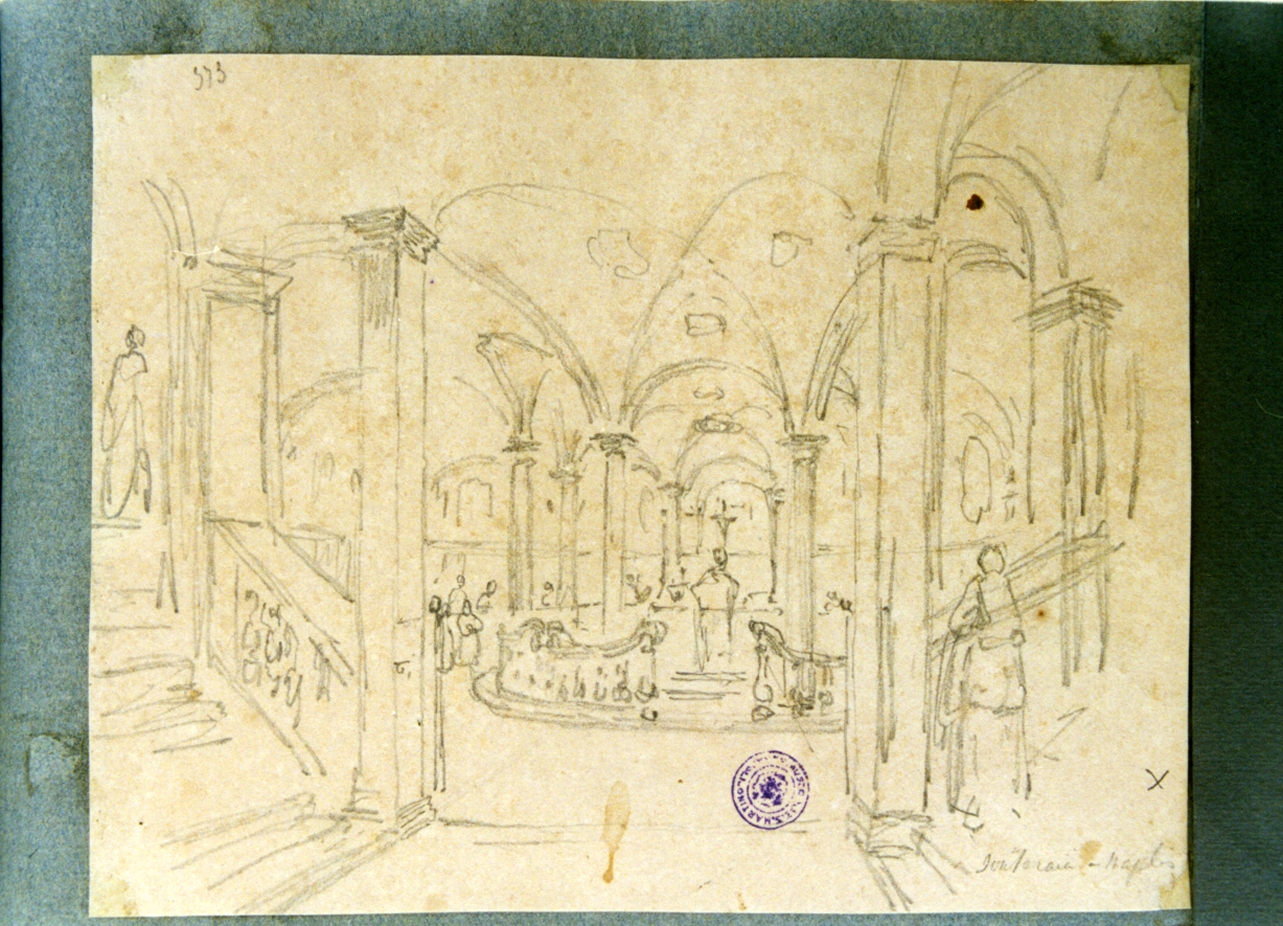 studio di una cripta di una chiesa di Napoli (disegno) di Vervloet Frans (sec. XIX)