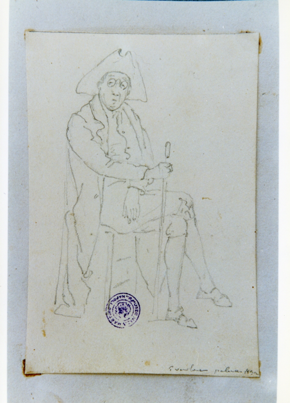 studio di nobiluomo seduto col bastone (disegno) di Vervloet Frans (sec. XIX)