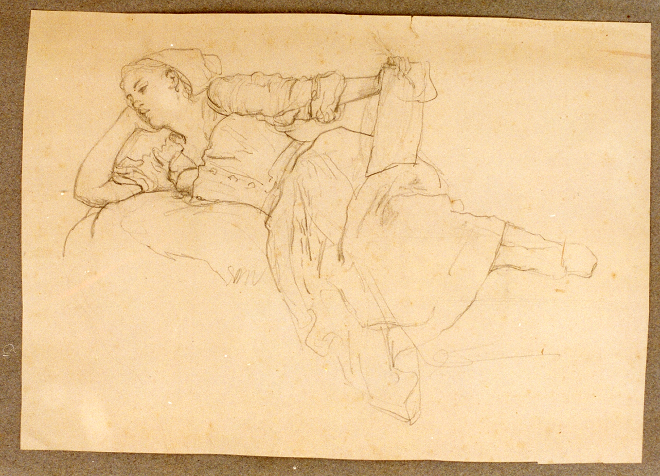 figura femminile sdraiata (disegno) di Dalbono Eduardo (fine/inizio secc. XIX/ XX)