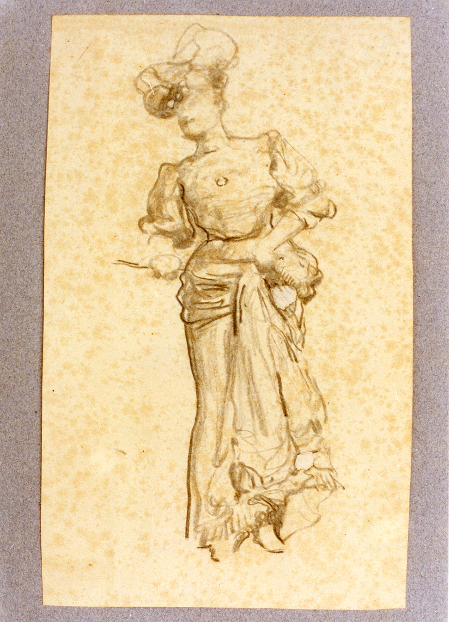 donna in abito lungo (disegno) di Dalbono Eduardo (fine/inizio secc. XIX/ XX)