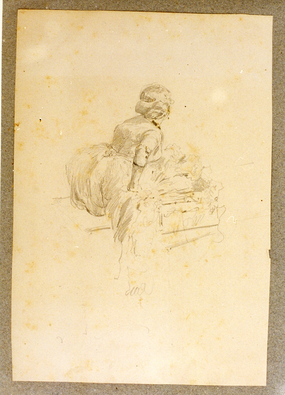 venditrice di verdura (disegno) di Dalbono Eduardo (fine/inizio secc. XIX/ XX)