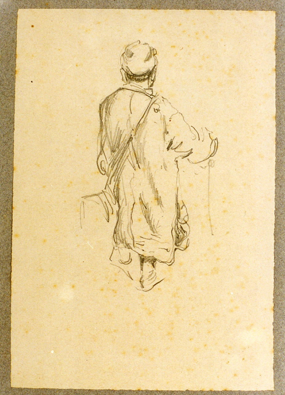 studio di figura maschile di spalle (disegno) di Dalbono Eduardo (fine/inizio secc. XIX/ XX)