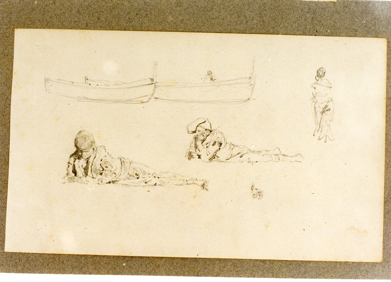 studio di figure e barche (disegno) di Dalbono Eduardo (fine/inizio secc. XIX/ XX)