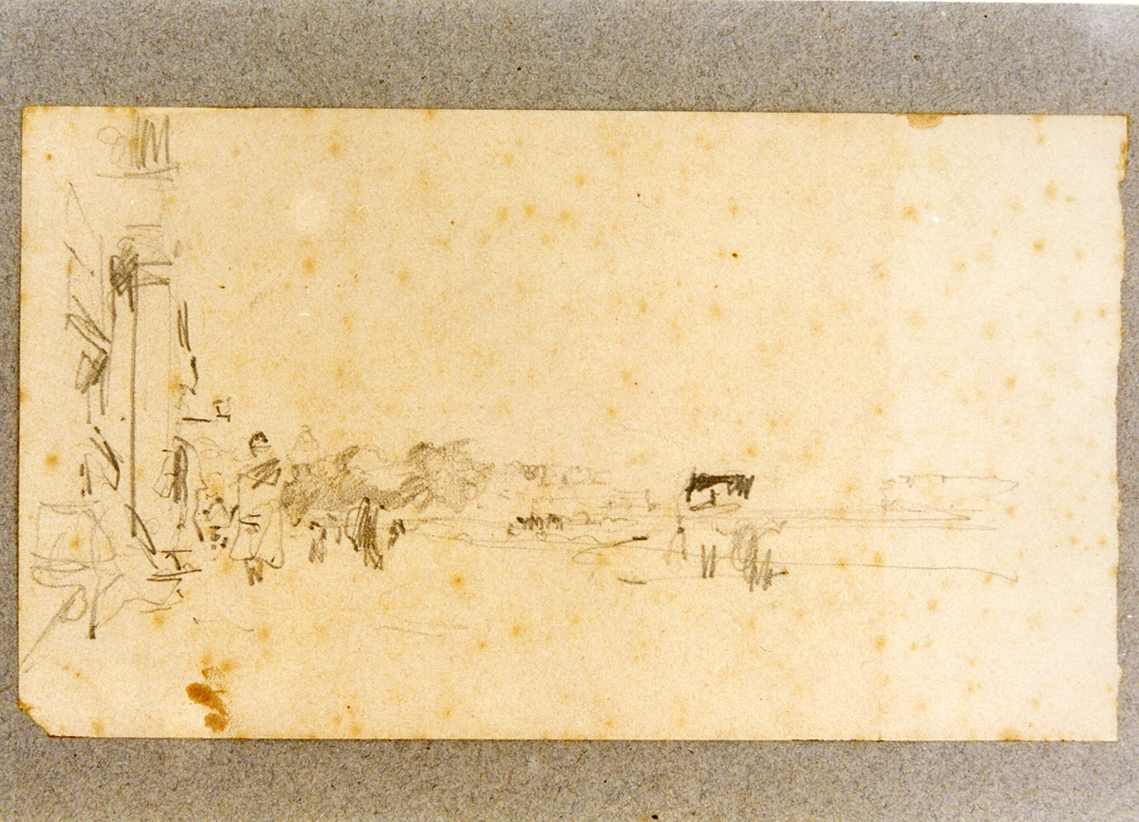 veduta di Napoli da un porticato (disegno) di Dalbono Eduardo (fine/inizio secc. XIX/ XX)