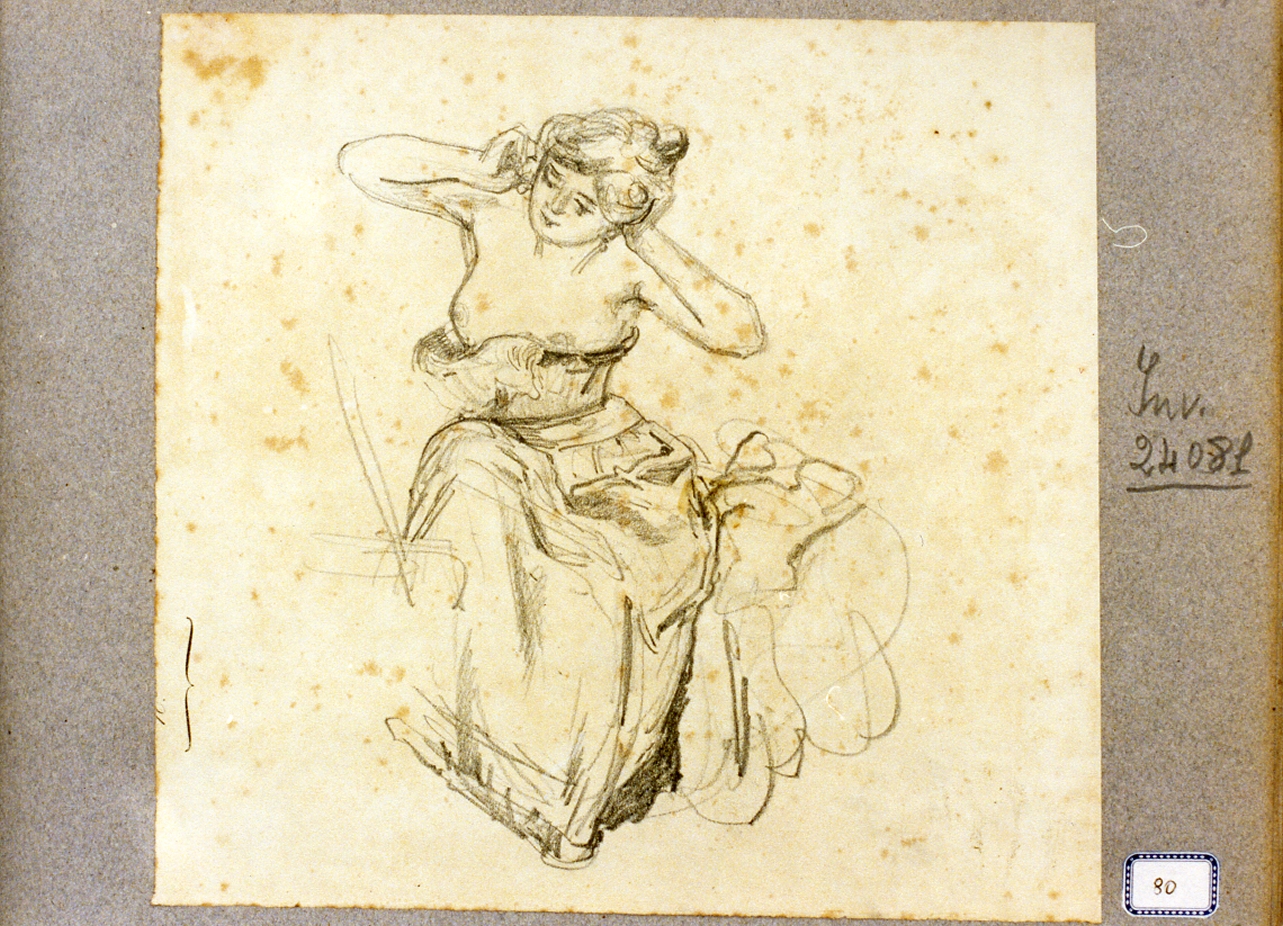 studio di donna alla toilette (disegno) di Dalbono Eduardo (fine/inizio secc. XIX/ XX)