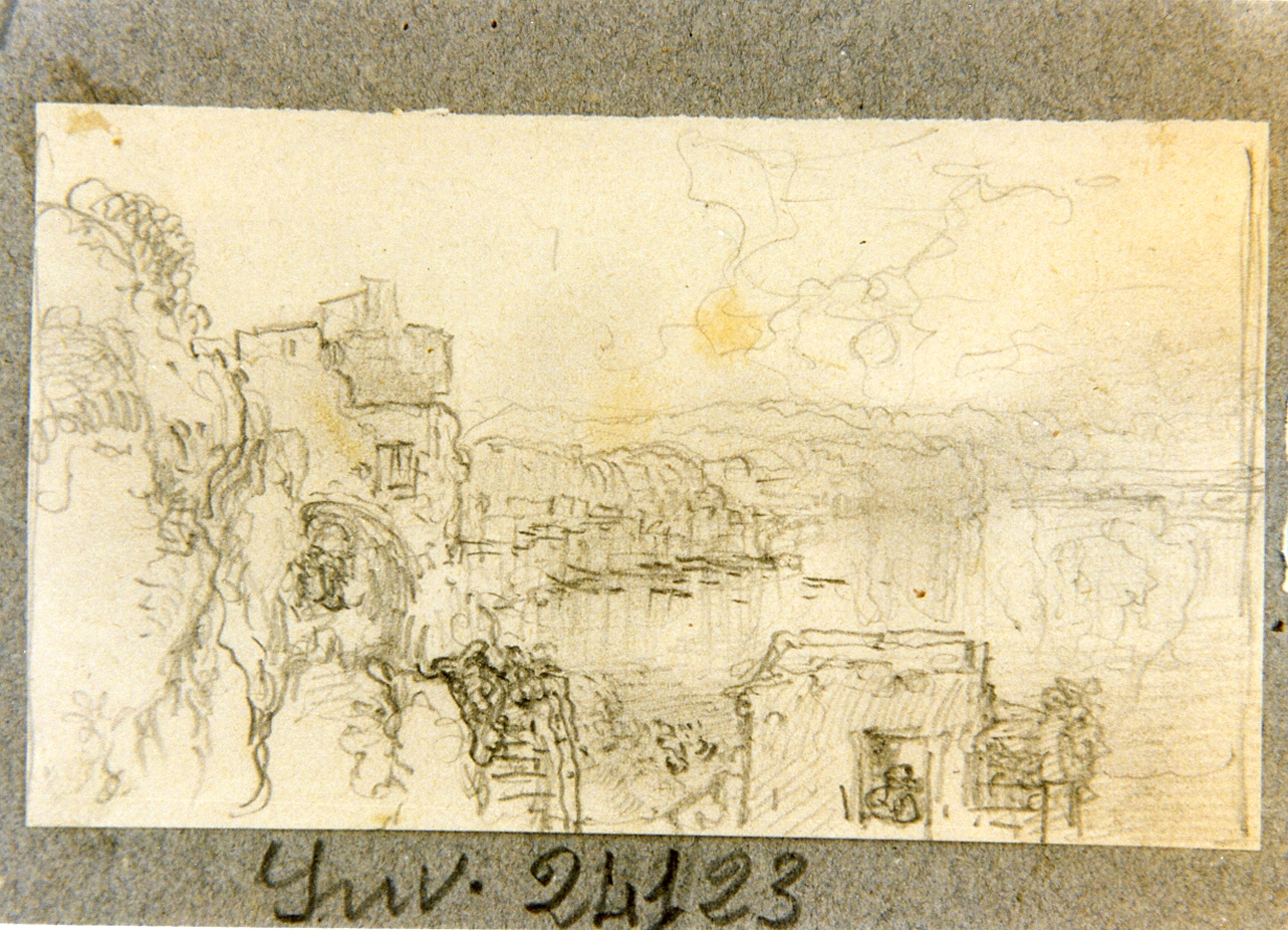 studio di paese costiero (disegno) di Dalbono Eduardo (fine/inizio secc. XIX/ XX)