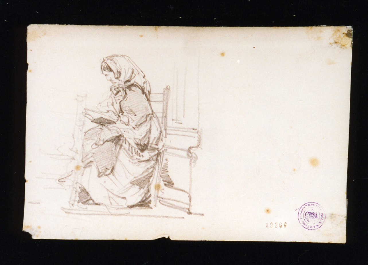 studio di donna in preghiera (disegno) di Lanza Giovanni Giordano (sec. XIX)