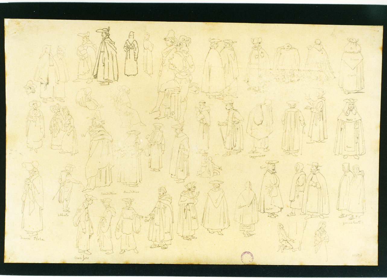 studio di prelati e di popolani (disegno) di Vianelli Achille (sec. XIX)