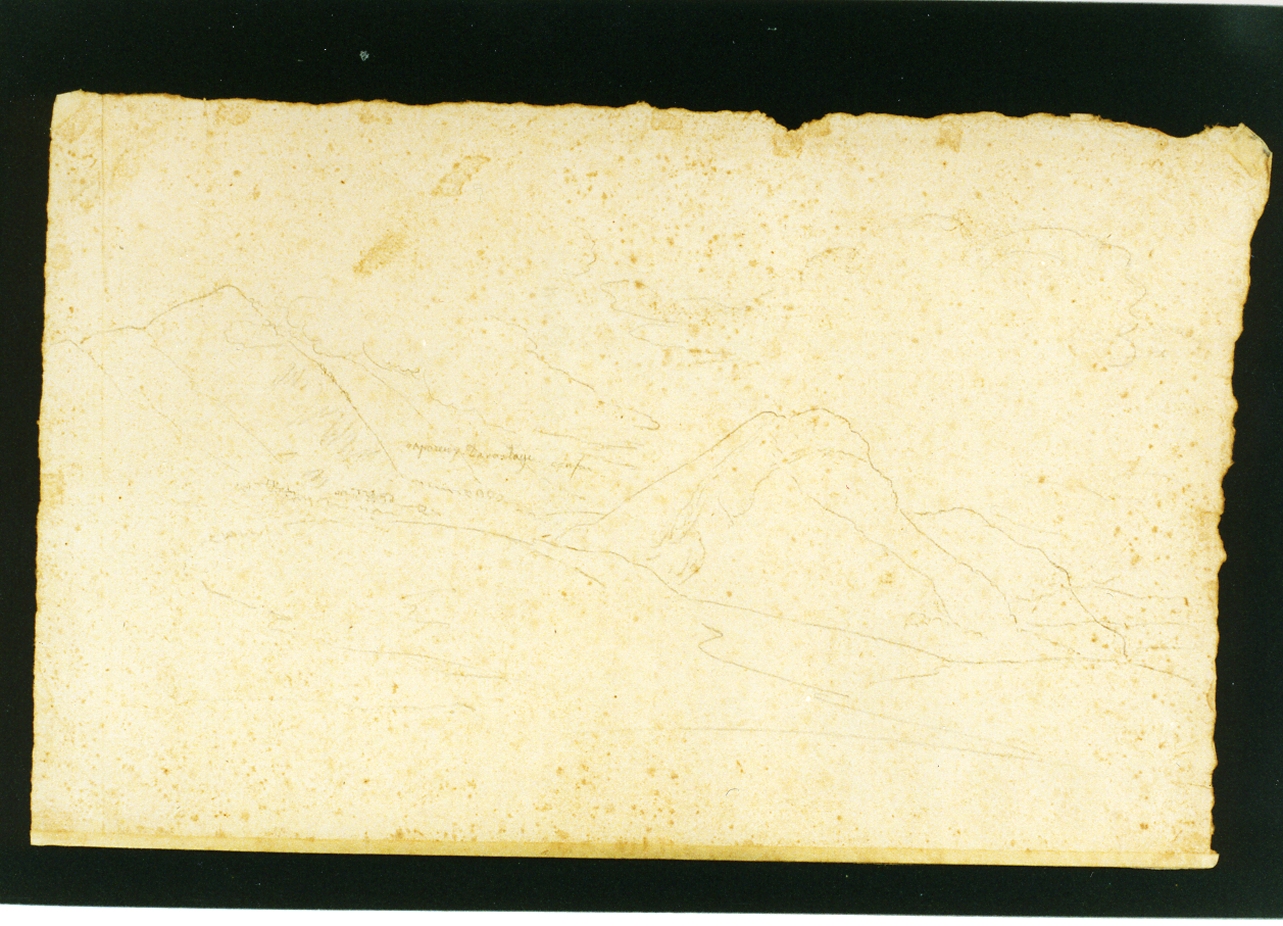 studio di paesaggio montuoso (disegno) di Vianelli Achille (sec. XIX)
