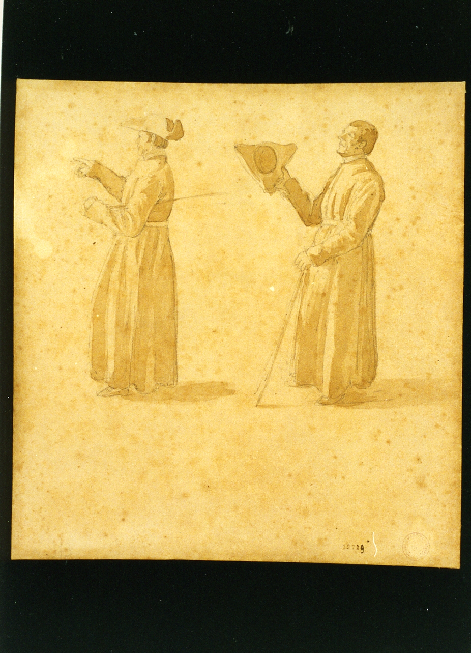 studio di due prelati (disegno) di Vianelli Achille (sec. XIX)