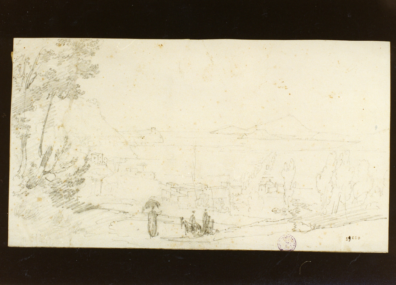 studio del golfo di Pozzuoli da Fuorigrotta (disegno) di Gigante Giacinto (sec. XIX)